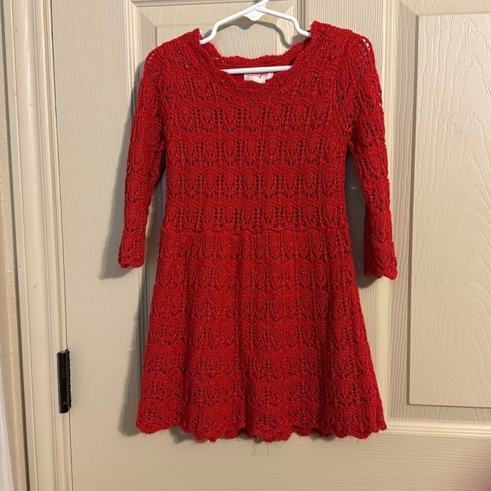 Red sparkle sweater dress